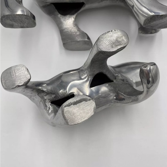 Polar Bear Figurines Chrome Metal Mama Baby Bear Holiday Winter Decor Set of 2 - Picture 4 of 11